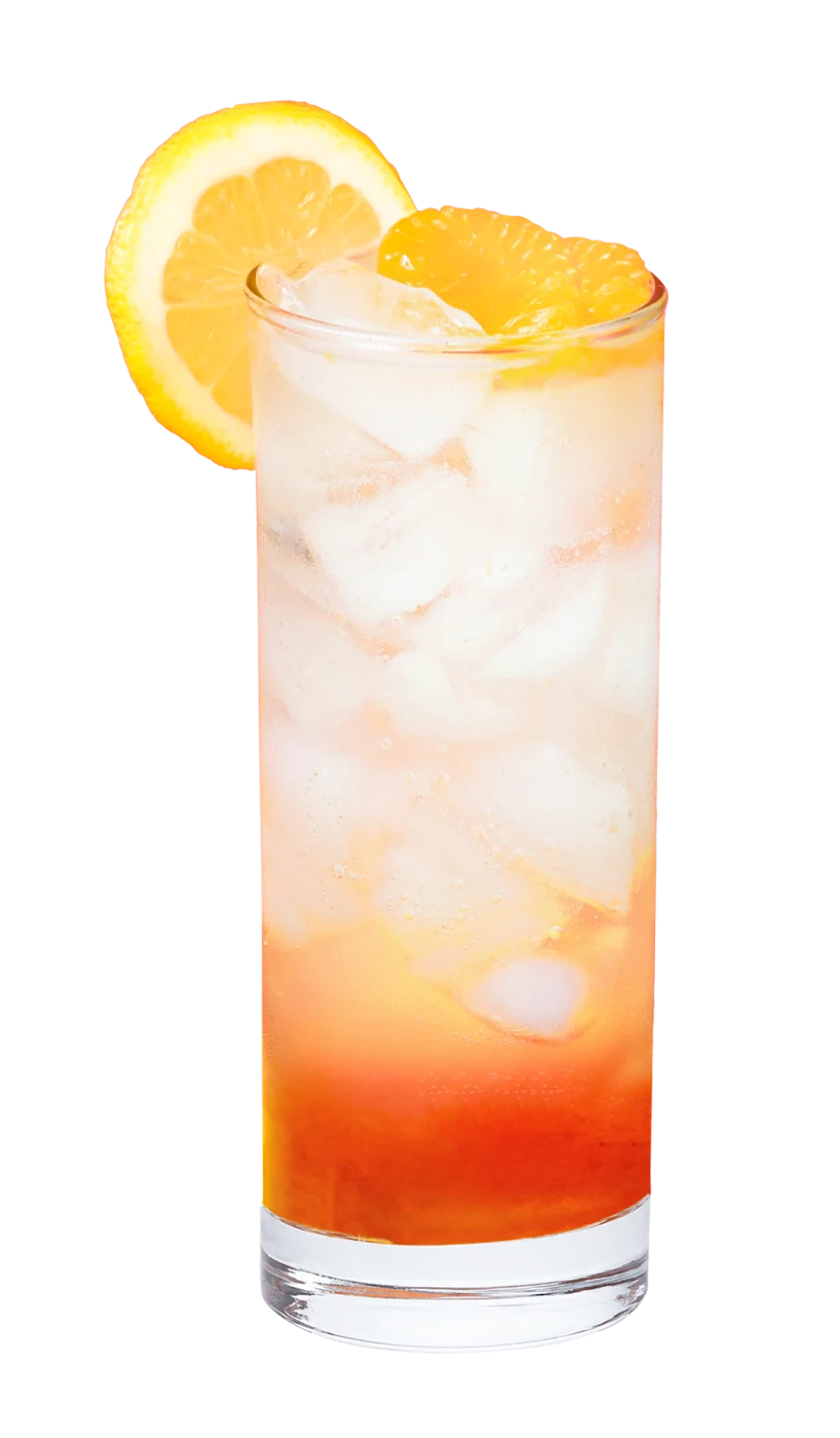 An iced citrus drink garnished with fruit